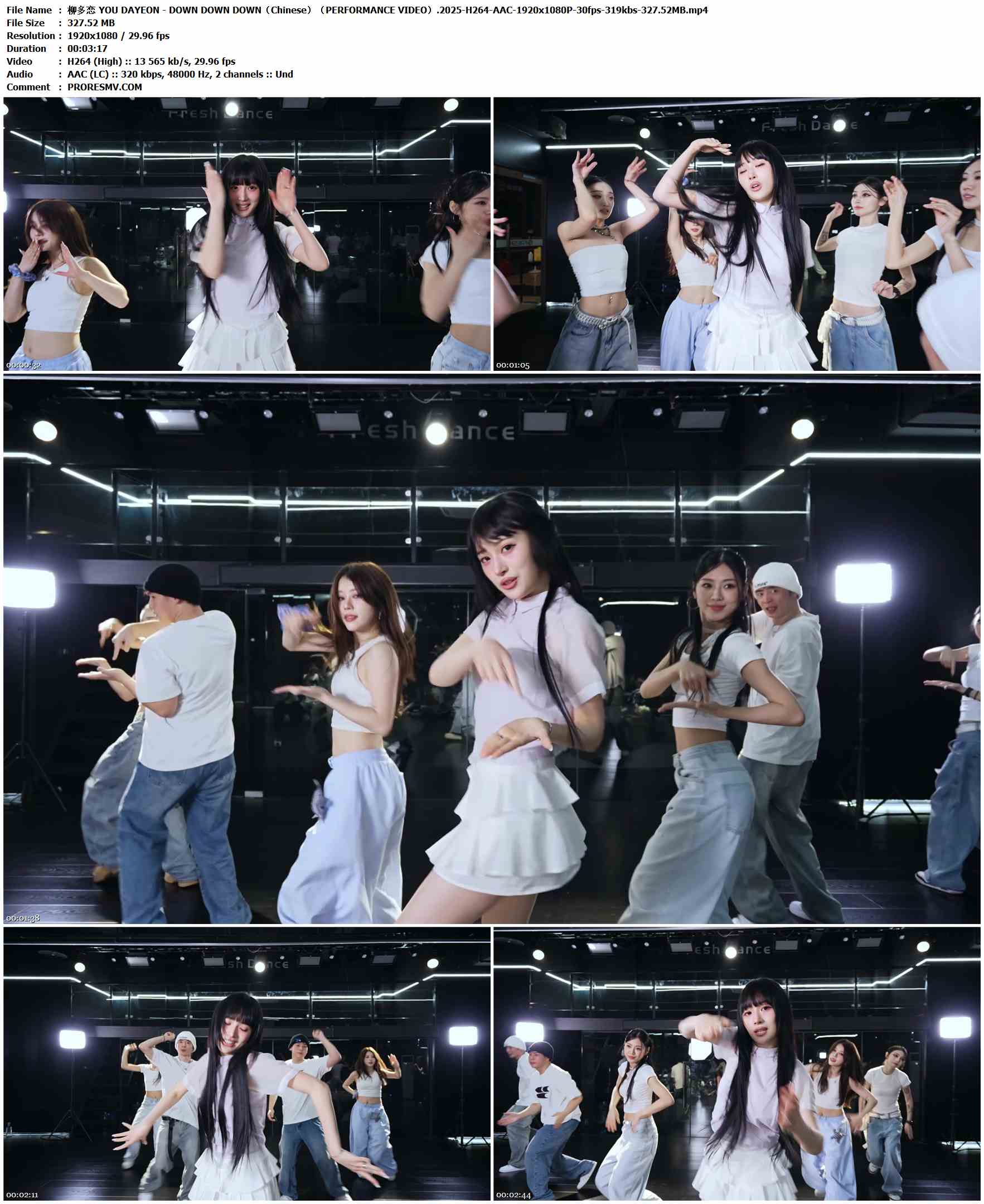柳多恋 YOU DAYEON - DOWN DOWN DOWN（Chinese）（PERFORMANCE VIDEO）.2025-H264-AAC-1920x1080P-30fps-319kbs-327.52MB官方MV_高清MV
